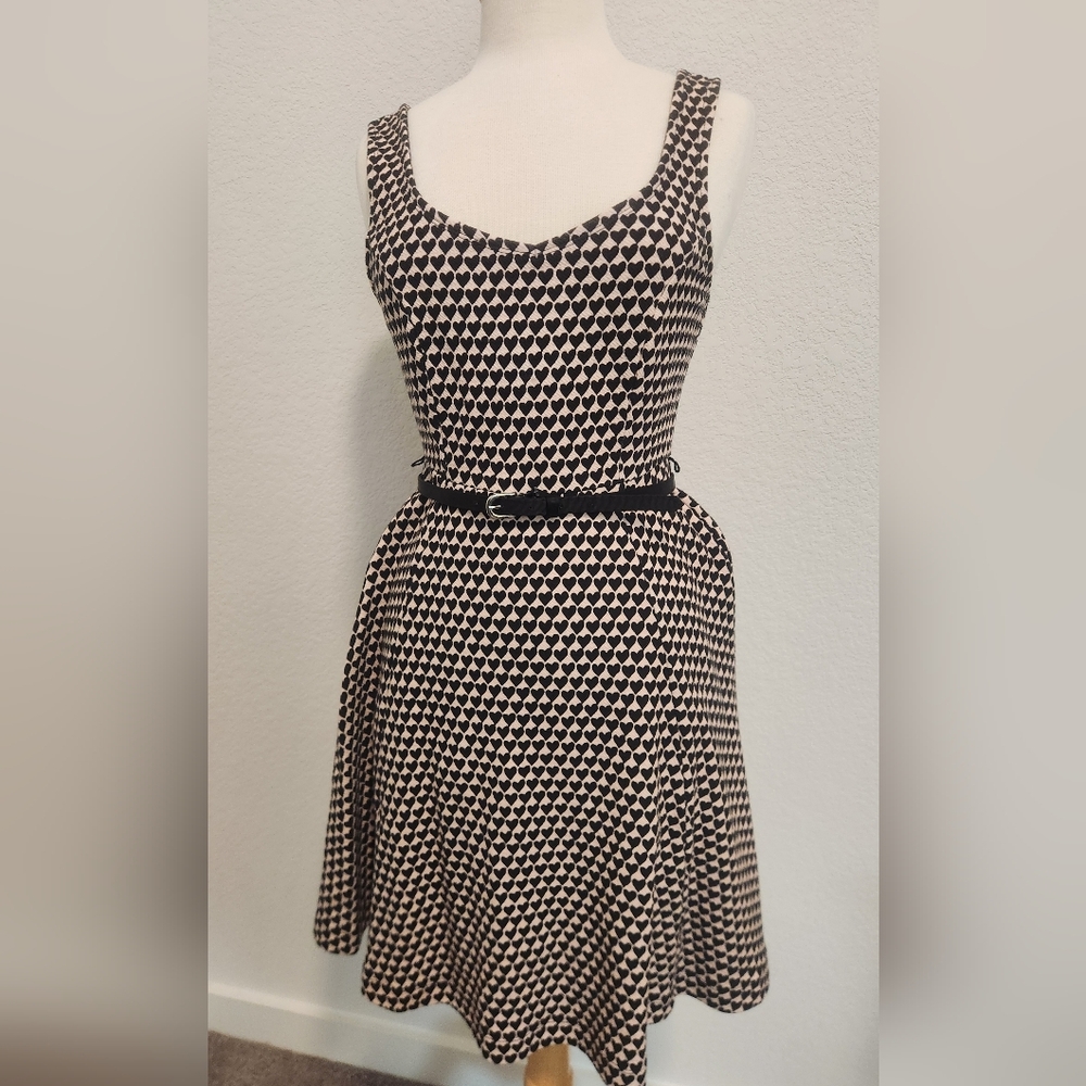 Lauren Conrad Light Pink & Black Patterned Midi Dress